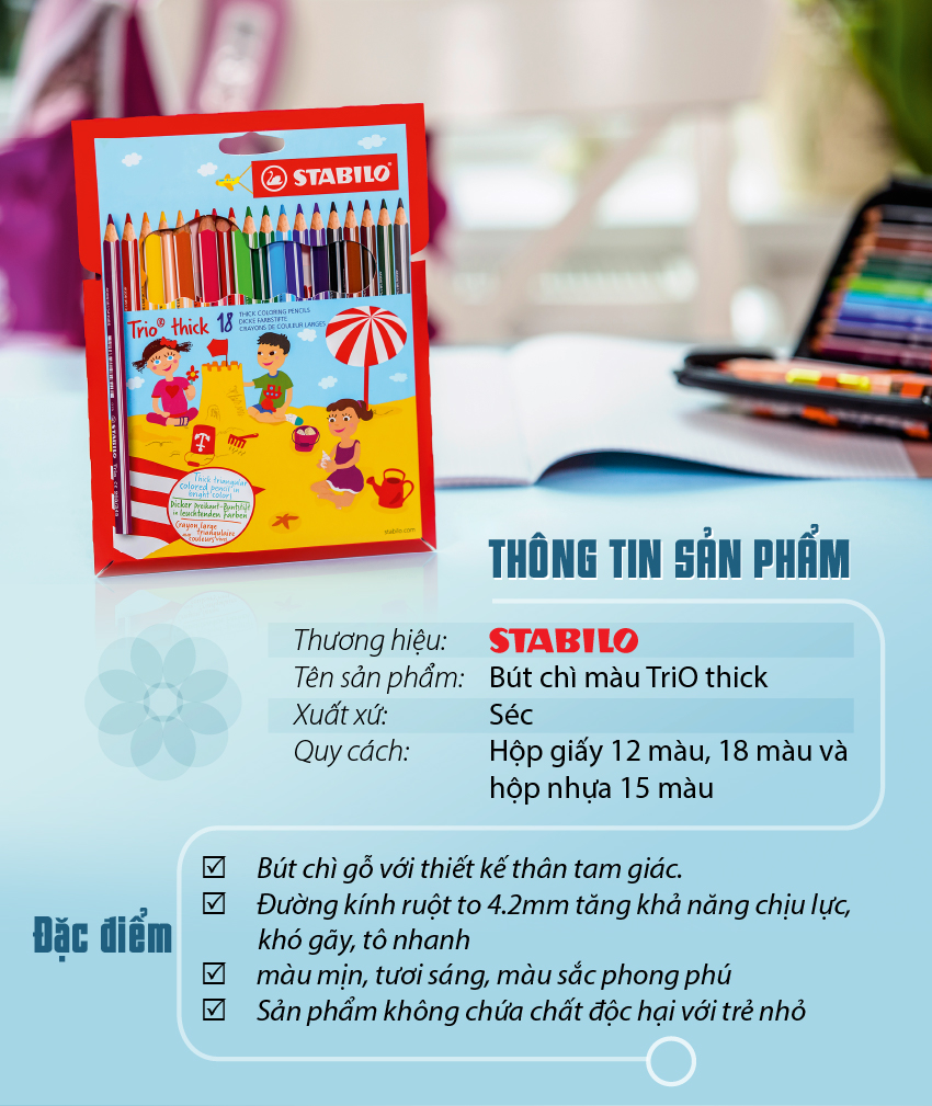 Bút chì màu STABILO Trio 28 màu lẻ
