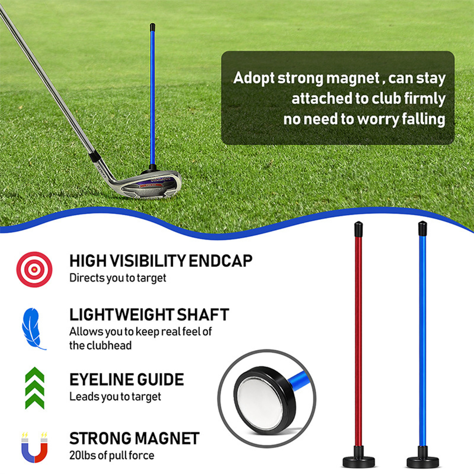 Lấy hướng Golf dính cho Câu lạc bộ vị trí mặt mini lấy hướng Golf Stick cải thiện gậy tập gôn của bạn với từ alignment Rod dụng cụ hỗ trợ huấn luyện chơi golf ít hơn