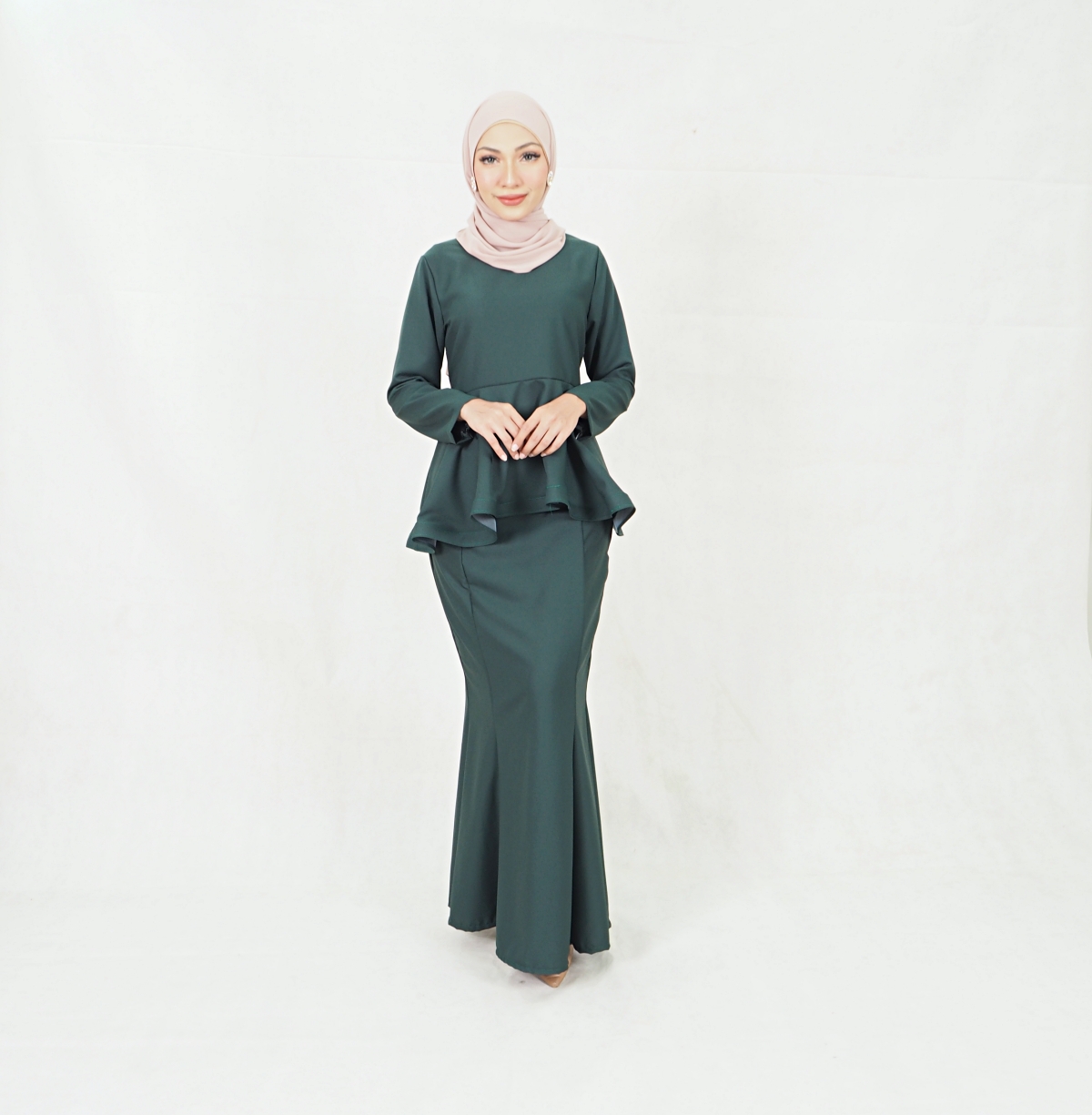 Baju Kurung Nafiyah Peplum Fishtail Plain Women Dress Ready Stock Iron Less Plus Size Lazada Singapore