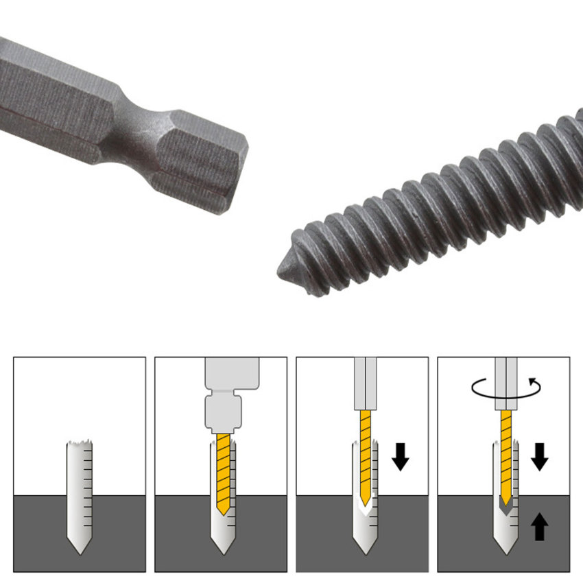 ⭐5pcs⭐ Hex Screw Extractors Power Tool Broken Damaged Screw Extractor Drill Bit Guide Set Broken Bolt Remover Easy Out Set