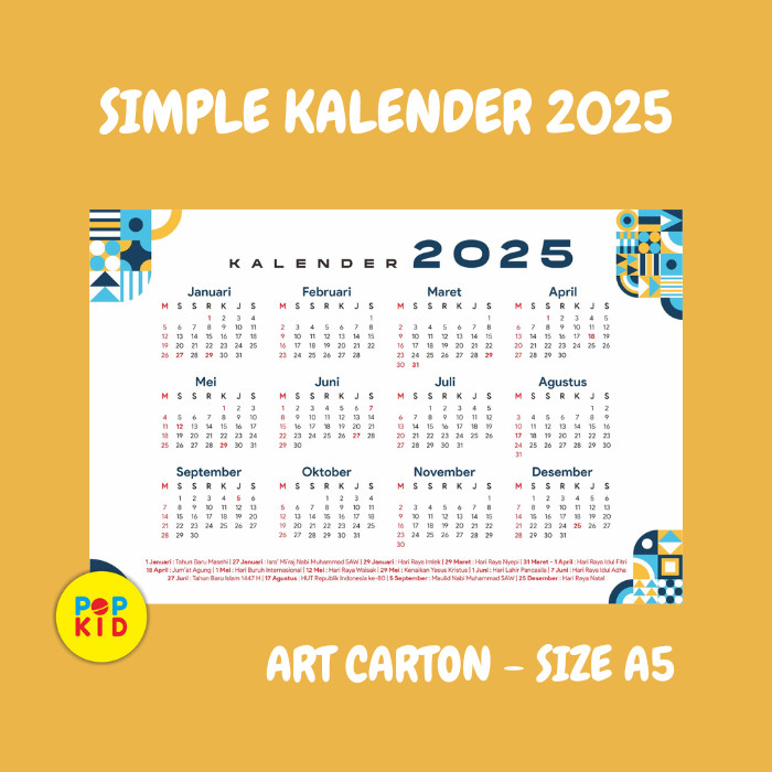 KALENDER DINDING 2025 - KALENDER MEJA 2025 - KALENDER PLANNER 2025