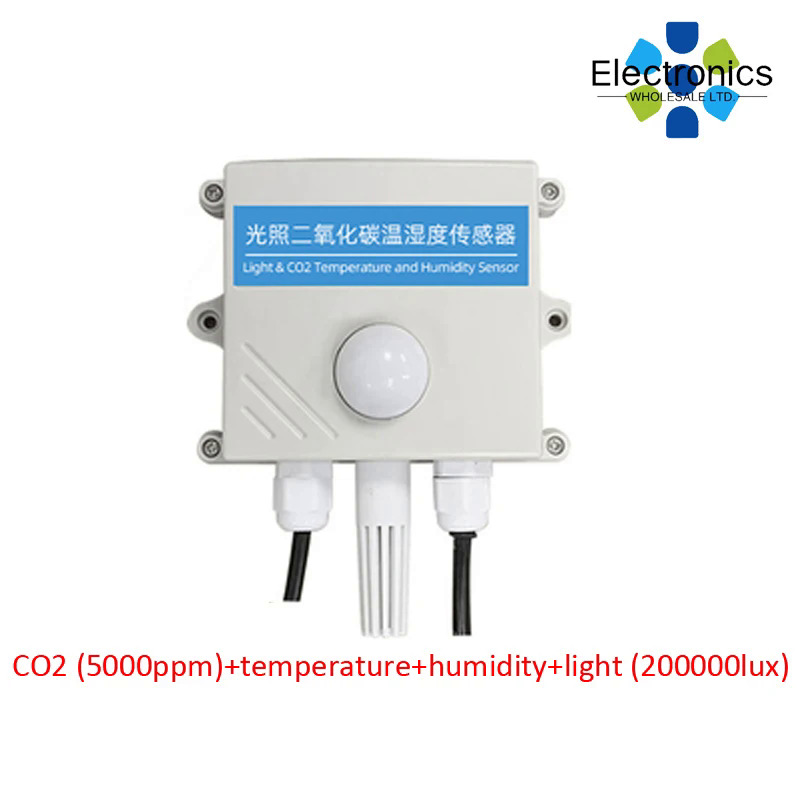 Rs485 4 trong 1 co2 nhiệt độ độ ẩm cảm biến ánh sáng 2000ppm 5000ppm o2 cảm biến 65535lux cảm biến ánh sáng nhiệt độ độ ẩm cảm biến