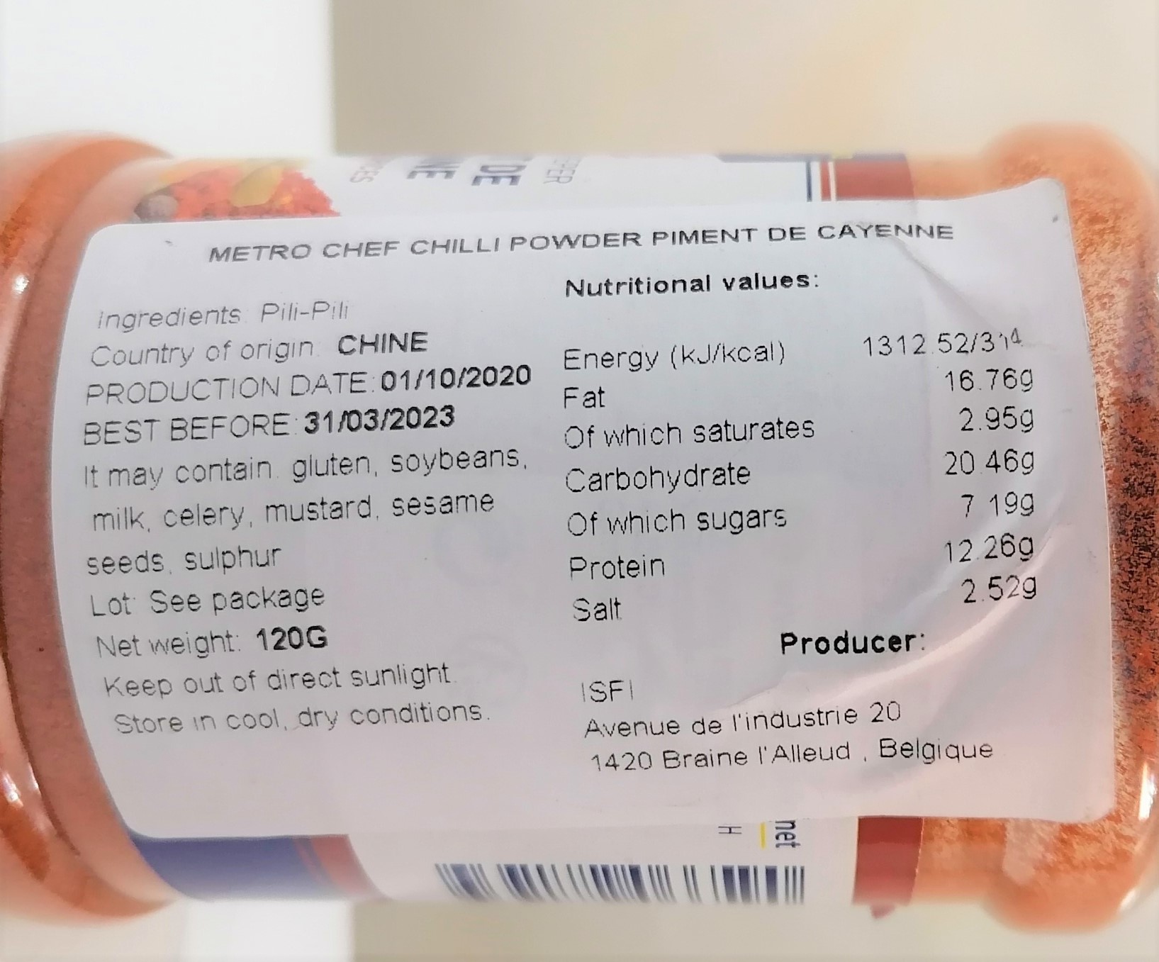 [Lọ 120g] BỘT ỚT CAYENNE [Belgium] METRO CHEF Chilli Powder Piment De Cayenne (cff)