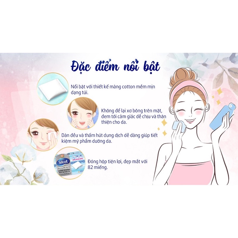 Bông tẩy trang Silcot Unicharm Nhật Bản 66 miếng