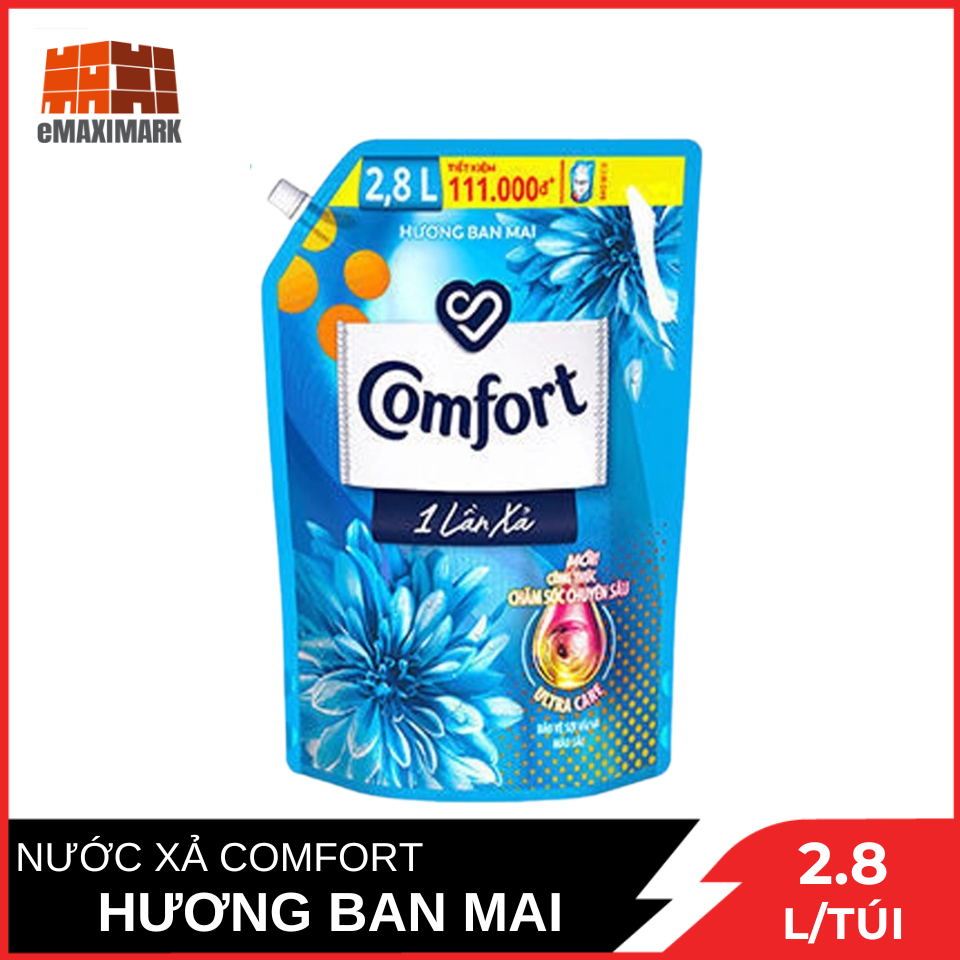 Nước xả vải comfort đậm đặc một lần xả hương ban mai túi 2.8 lít