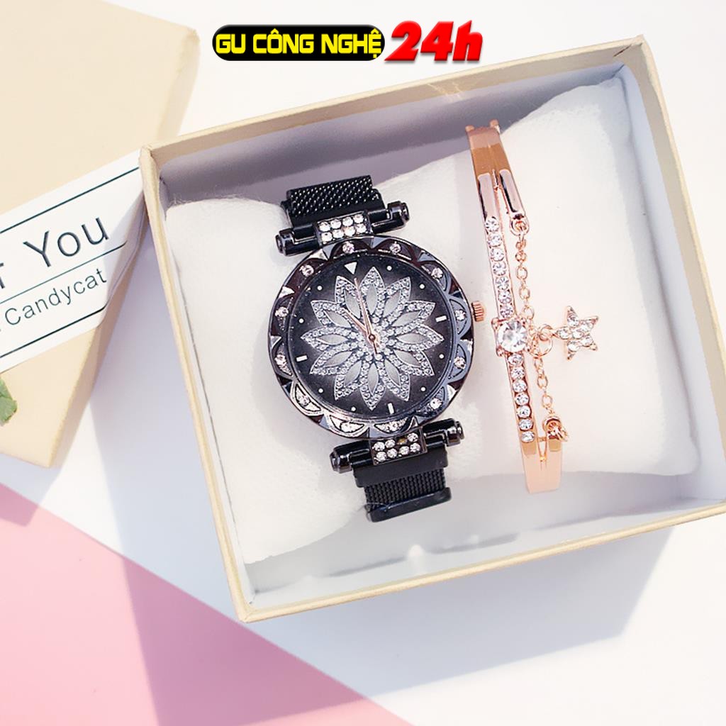 Đồng hồ nữ dây nam châm dây lụa ulzzang mẫu mới siêu sang chảnh cực hot -dc3925