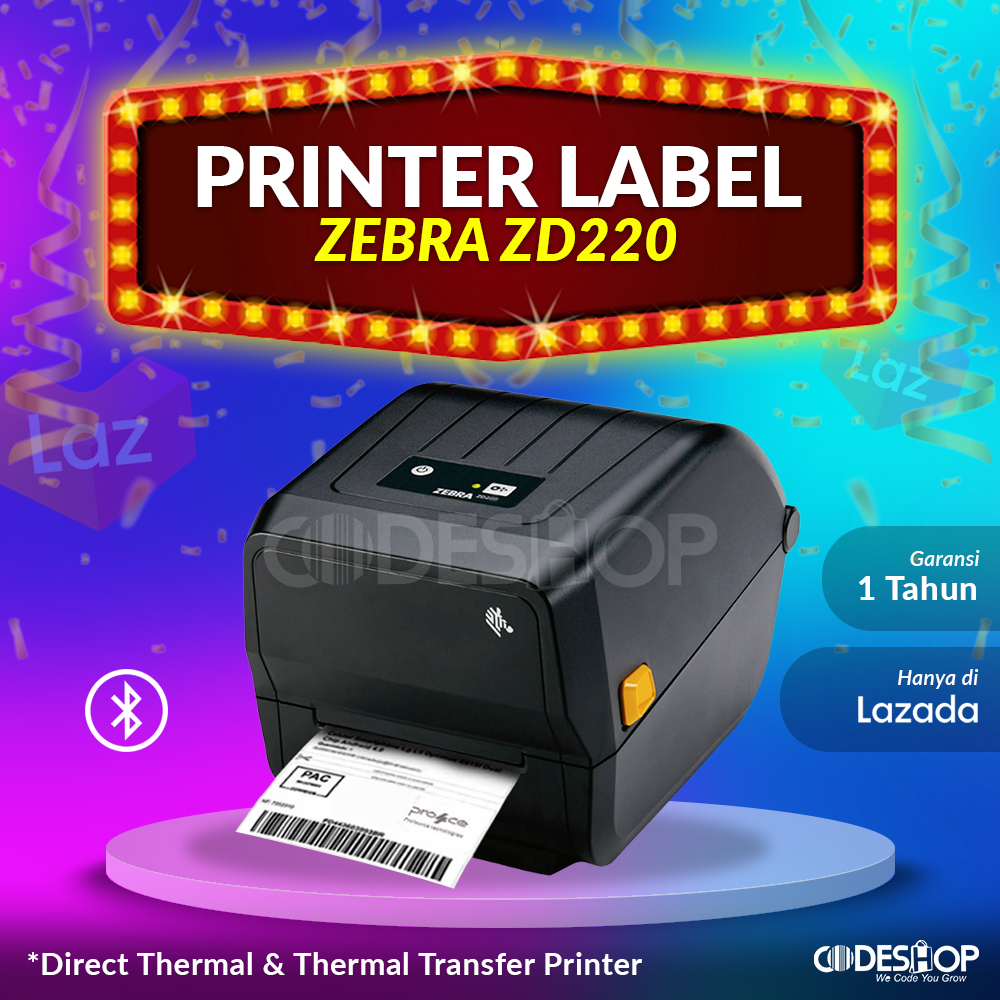 Printer Barcode Zebra Zd220t Zd220 Cetak Label Zd 220t Lazada Indonesia 5565