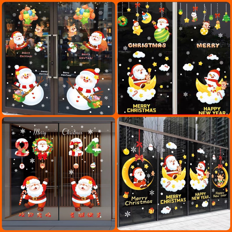 Decal Noel 2024  dán kính hít tĩnh tiện( ko keo) [ nhiều mẫu]