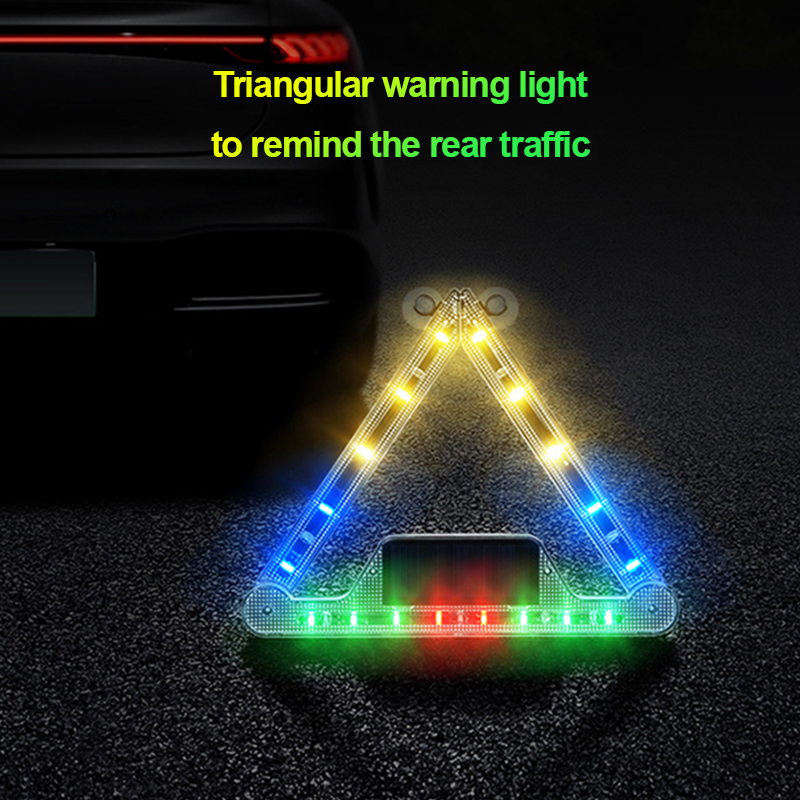 Car Warning Triangle Light Solar Multi Function Rotatable Car Road Fault Charging Flash Emergency Warning Ranger Light