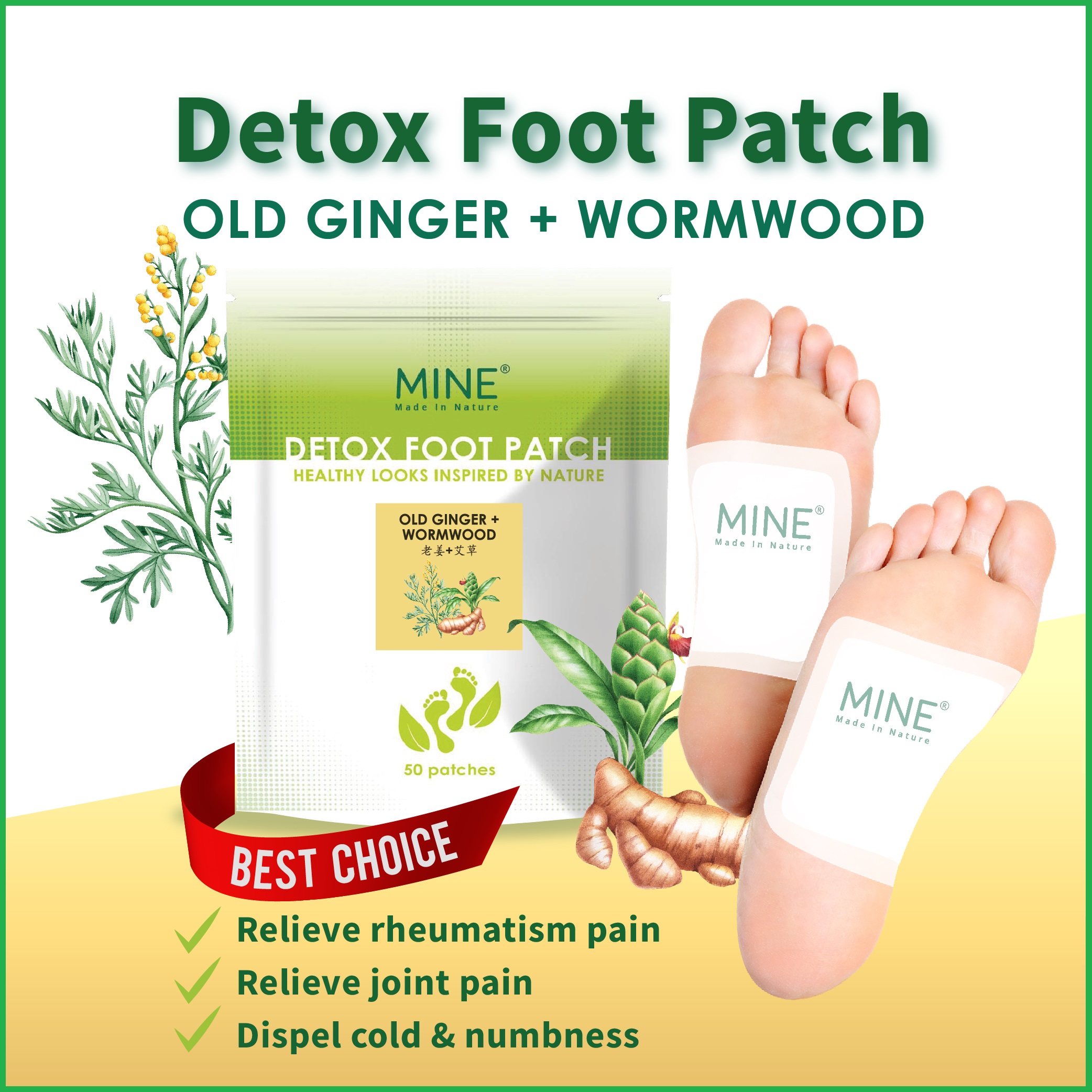 Natural Detox Foot Patch Sin Kang TCM 50pcs Foot Heat Patch Pain