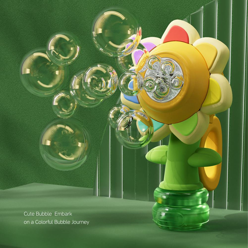 PinShang Sunflower Bubble Machine With Colorful Lights Seven Color Flower Rockable Automatic Bubble Blower Maker Toys Gifts For Kids. 