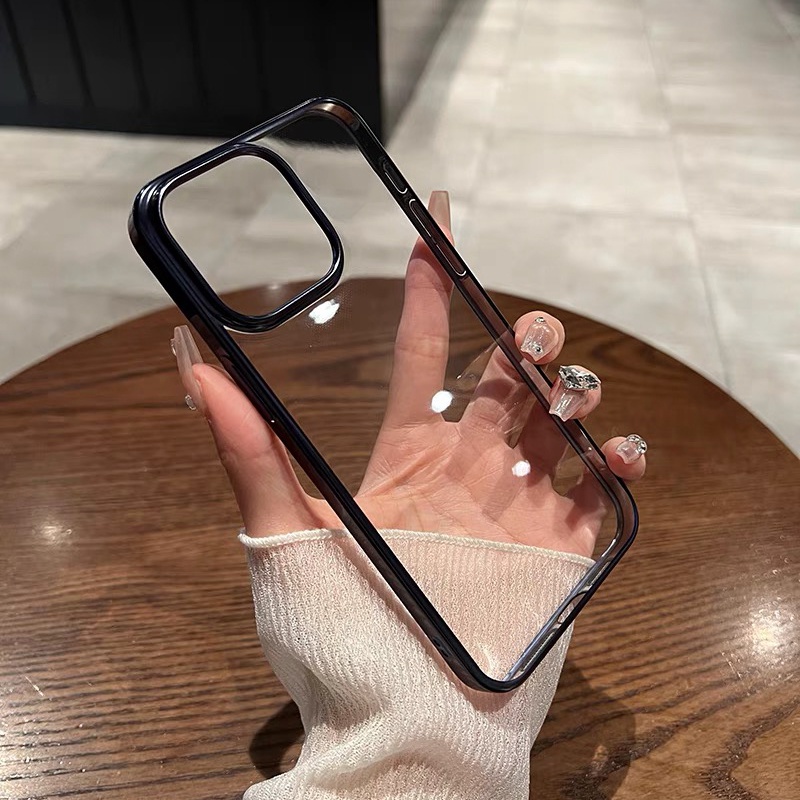 【Matte electroplating/transparent hard case/Titan grey】compatible for iPhone 12 13 14 15 pro max case