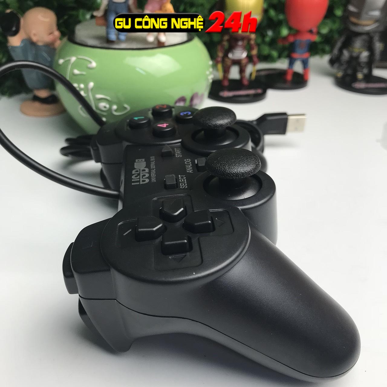 Tay Cầm Chơi Game Cho Pc/Laptop Cổng Usb Đen (Có Gạt Analog Và Có Rung) - Dc2538