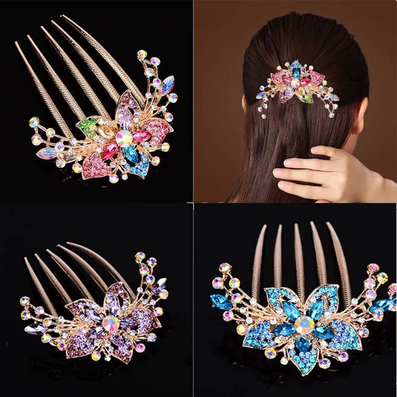 Lược Cài Tóc Năm Răng Đính Đá Sang Trọng Cho Nữ