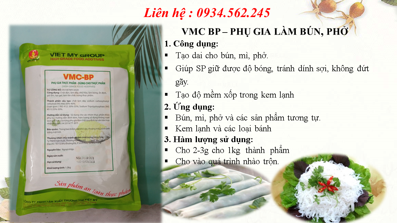 - Phụ gia làm bún phở - Tạo dai cho bún mì phở