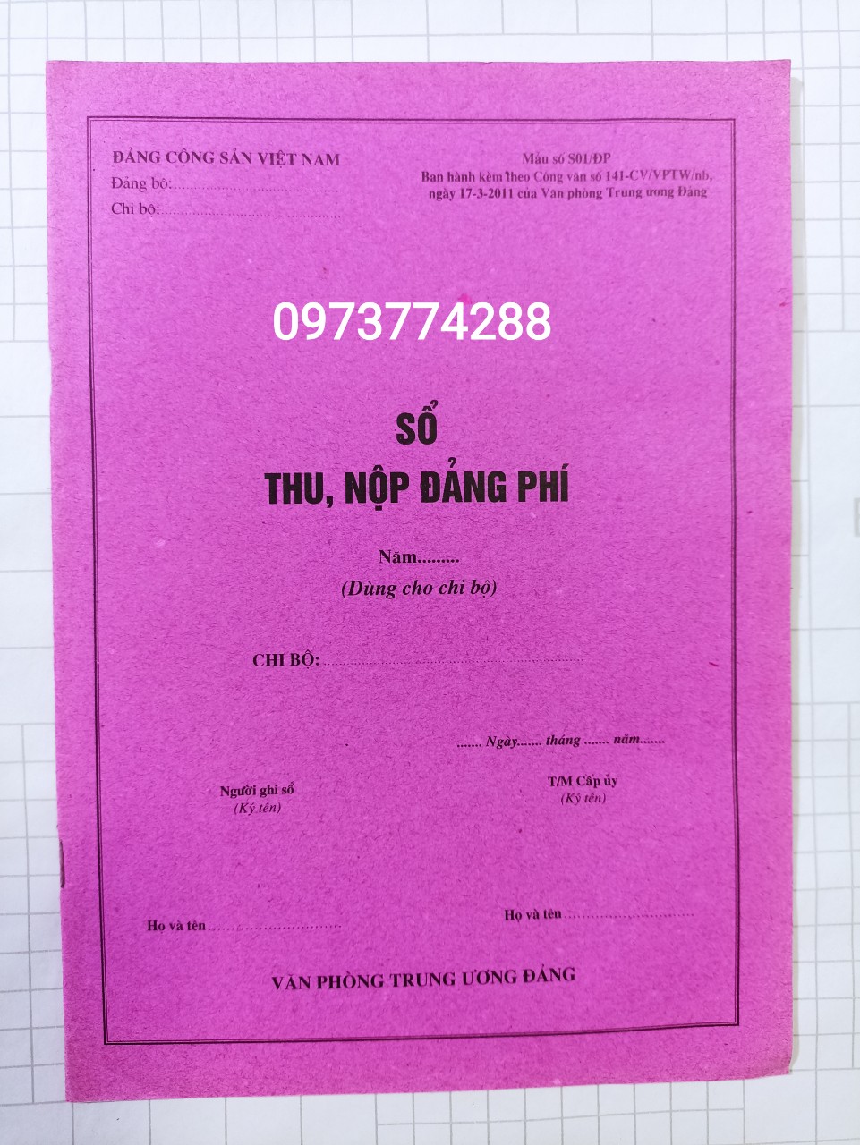 [Nhập RS0722 giảm 30k cho đơn 99k]5 quyển sổ thu nộp đảng phí mẫu số S01/ĐP