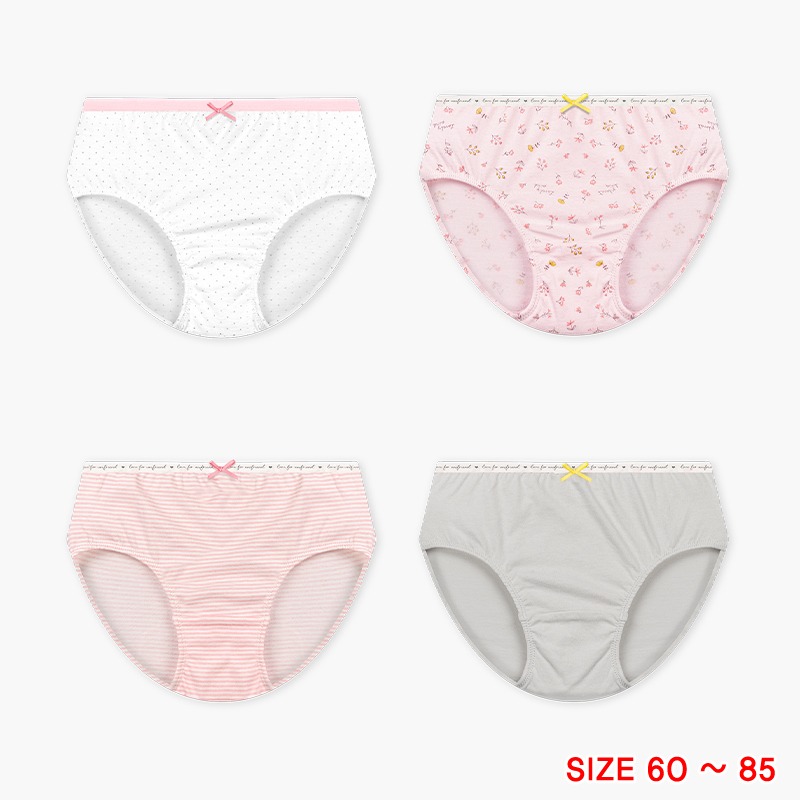 Set 4 quần chip tam giác cotton spandex cho bé gái Unifriend Hàn Quốc U6011