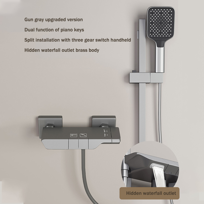White Simple Shower Set Home Piano Key Bathroom Minimalist Shower Head Boosted Spray Head