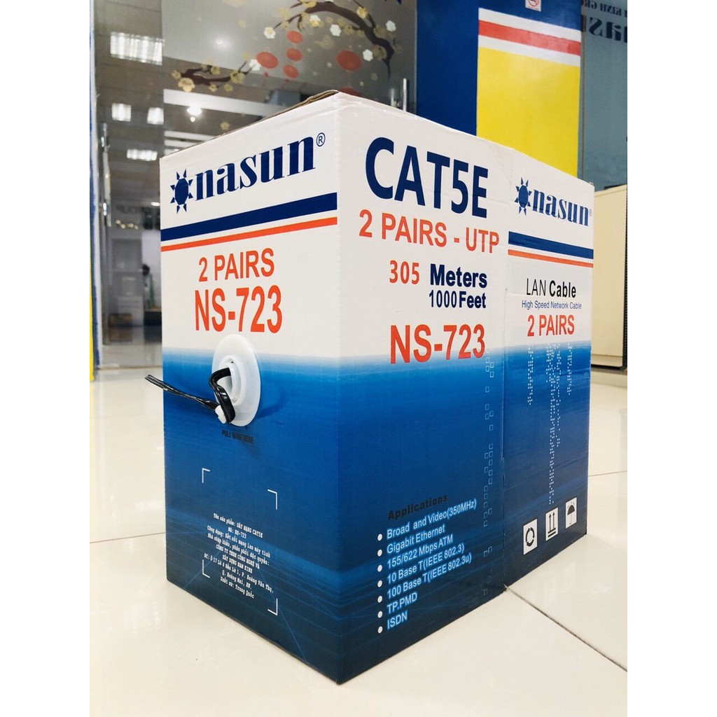 Dây cáp mạng 4 lõi + dây cường lực nasun ns-723 cuộn 305m