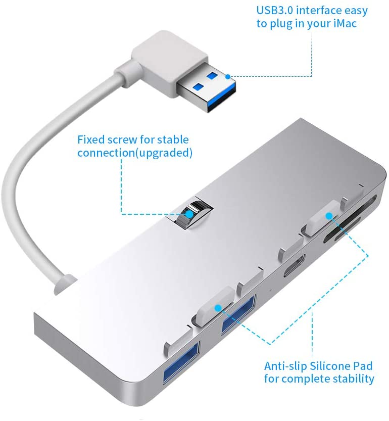 Imac Hub Adapter Rocketek Aluminum 3 Port Usb 3 0 Hub Adapter With Usb C Data Port 2 Usb 3 0 Port Sd Micro Sd Card Reader Combo Usb 3 0 Clamp Hub Pro Compatible With 17