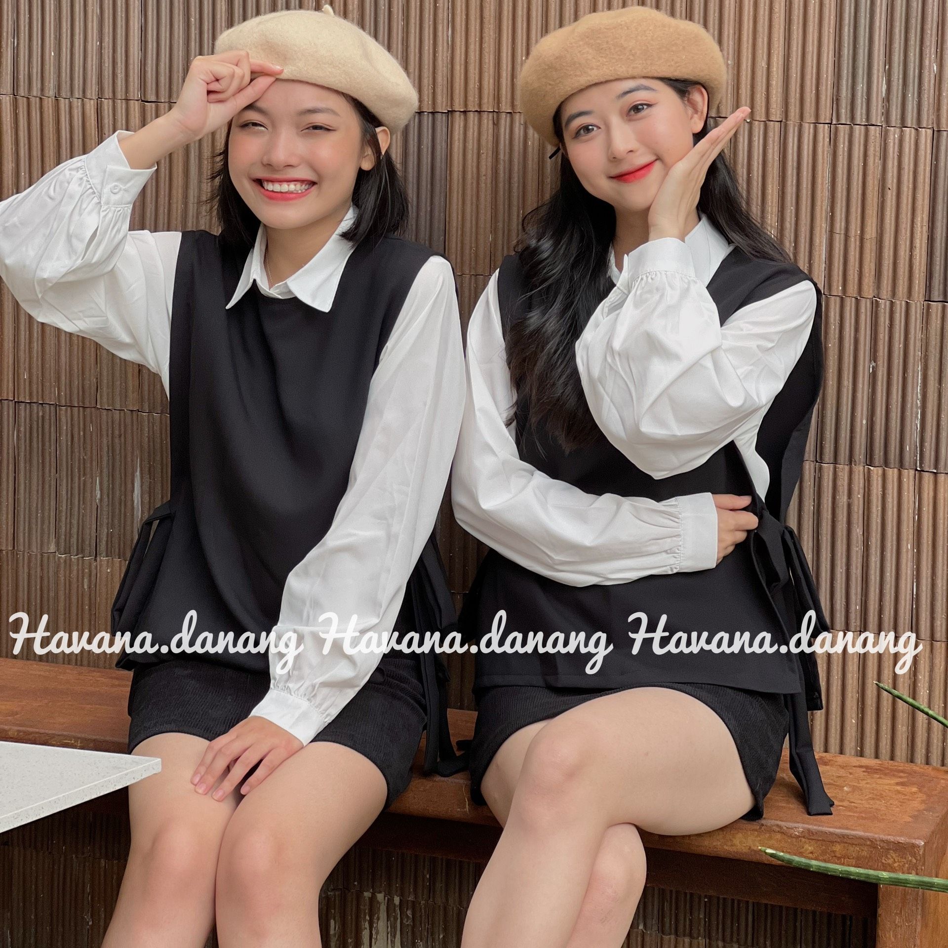 Set sơ mi trắng kèm ghile, set ghile form rộng