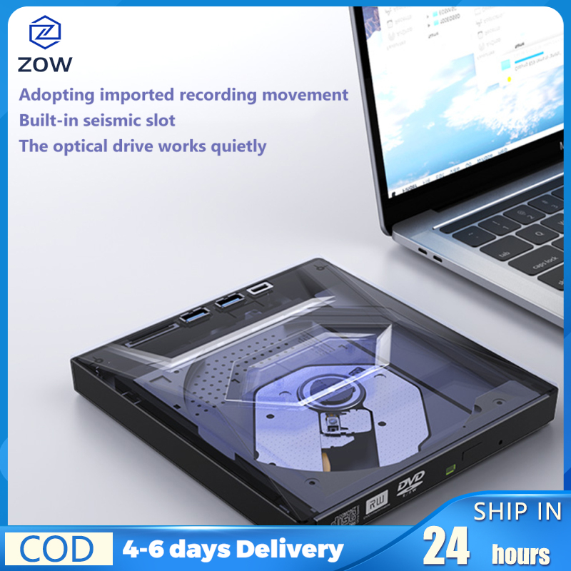 ZOW Mall Usb 3.0 Type-c External Optical Drive Cd Dvd Writer High-speed 5 In 1 Multi-functional Optical Drive For Laptop