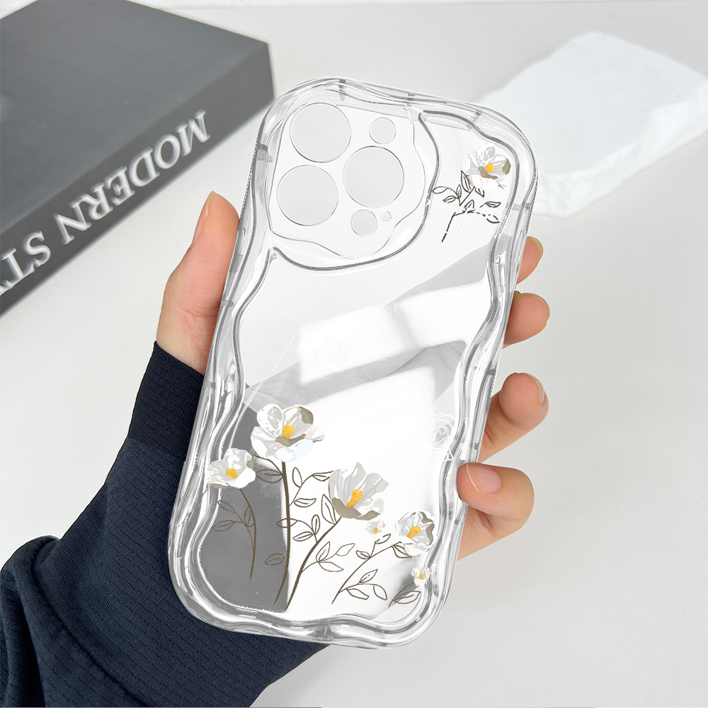 Hontinga for Infinix Smart 9 Hot 50i Back Cover Multicolor Flower Phone Case Wavy Curved Edge Soft Silicone Cover. 