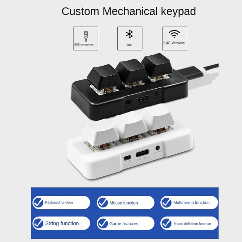 (C G K USB Custom Programming Macro Knob Keyboard 3 Keys Copy Paste Mini Button Photoshop Gaming Mechanical Keyboard