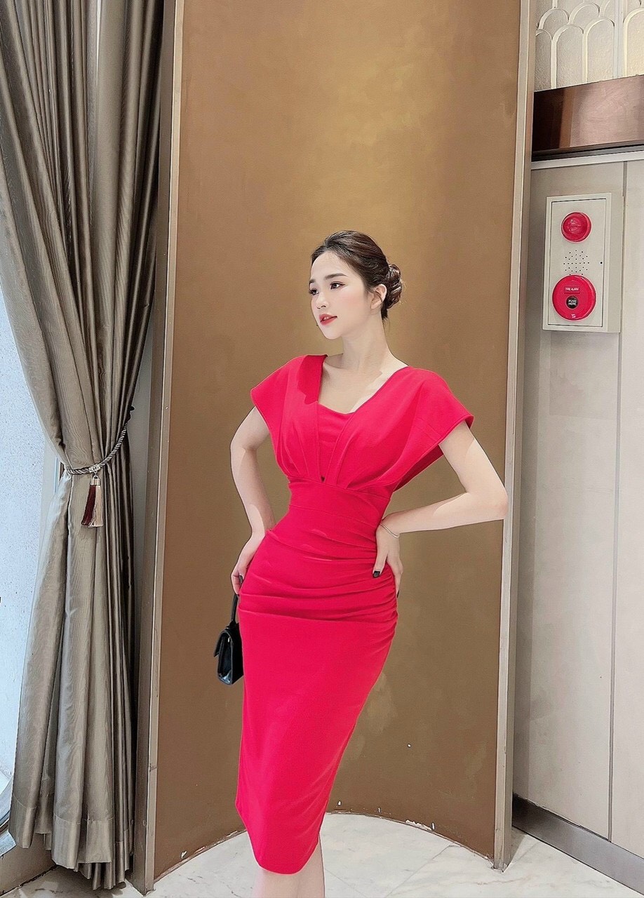 Đầm nữ body có mút ngực kiểu đầm dự tiệc sang trọng thanh lịch ba màu đầm trắng, đỏ, đen thời trang thiết kế LANCHI
