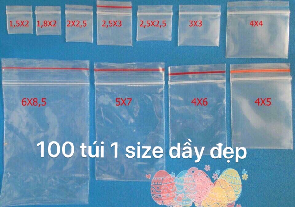 100 túi zip dầy ,đẹp, đủ size