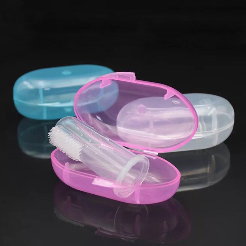 Bàn chải xỏ ngón silicon siêu mềm cho bé vệ sinh răng miệng