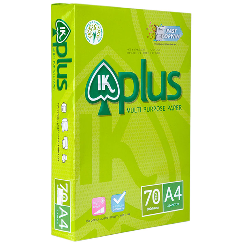 Ik Plus Printing Paper A4 Size 70Gsm Ream 500 Sheets