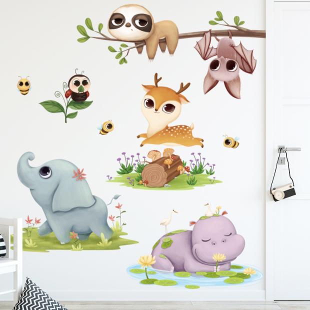 Decal trang trí tường - Động vật dễ thương