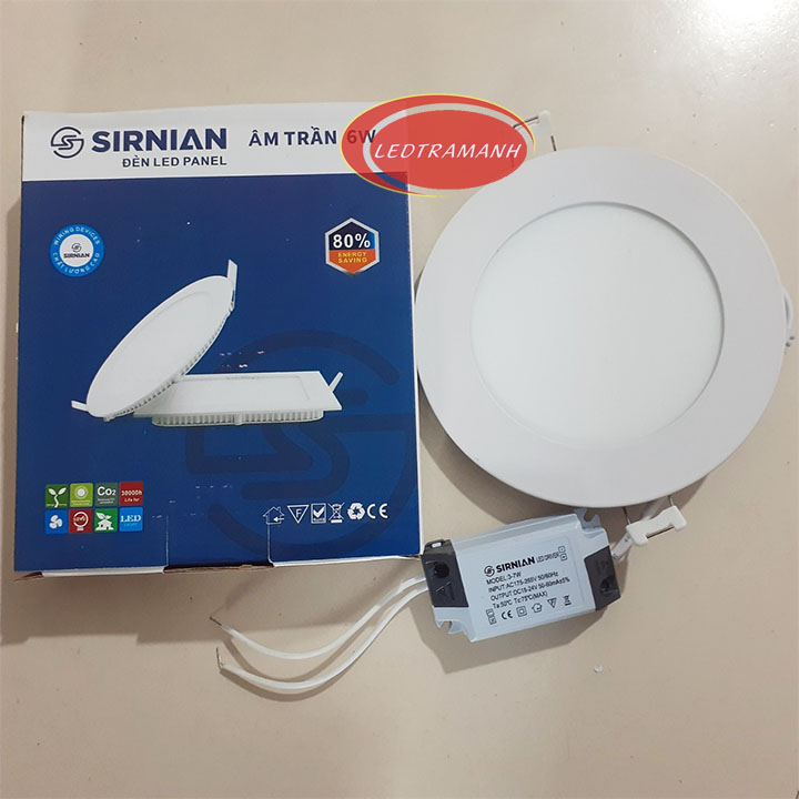 Đèn led âm trần 6W Sirnian siêu mỏng khoét lỗ 105mm- ánh sáng vàng