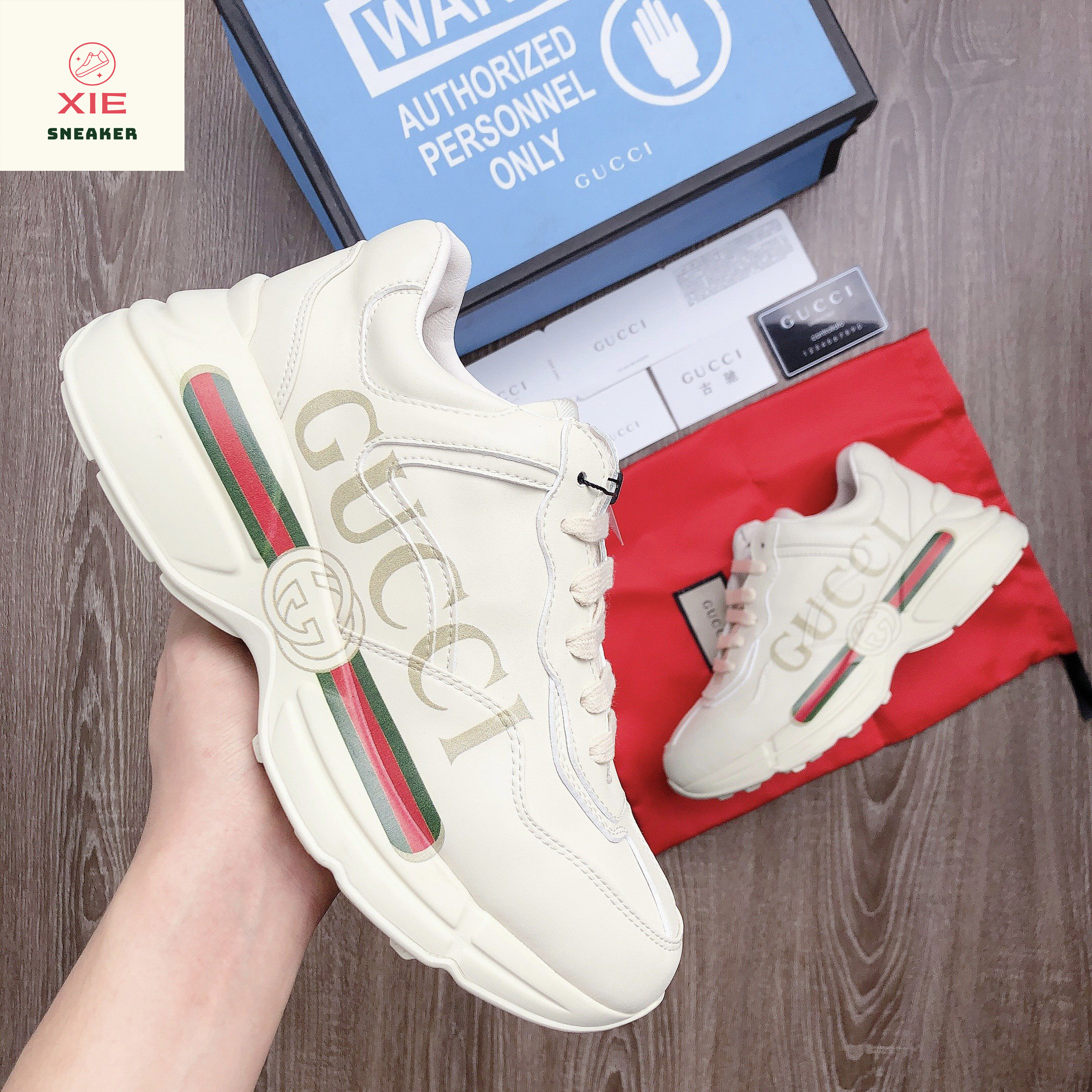 Giày Gucci Rhyton Logo - 1.1 + [Tặng thêm 1 bộ dây + FreeShip + Full Box + Bill + Phụ Kiện]