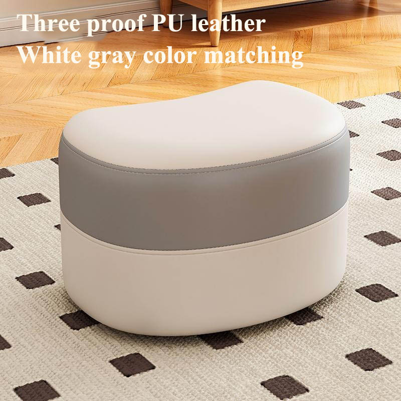 ZUOGUAN Small stool, home entry shoe changing stool, living room sofa stool, foot stool, coffee table stool, small bench, leather crescent stool