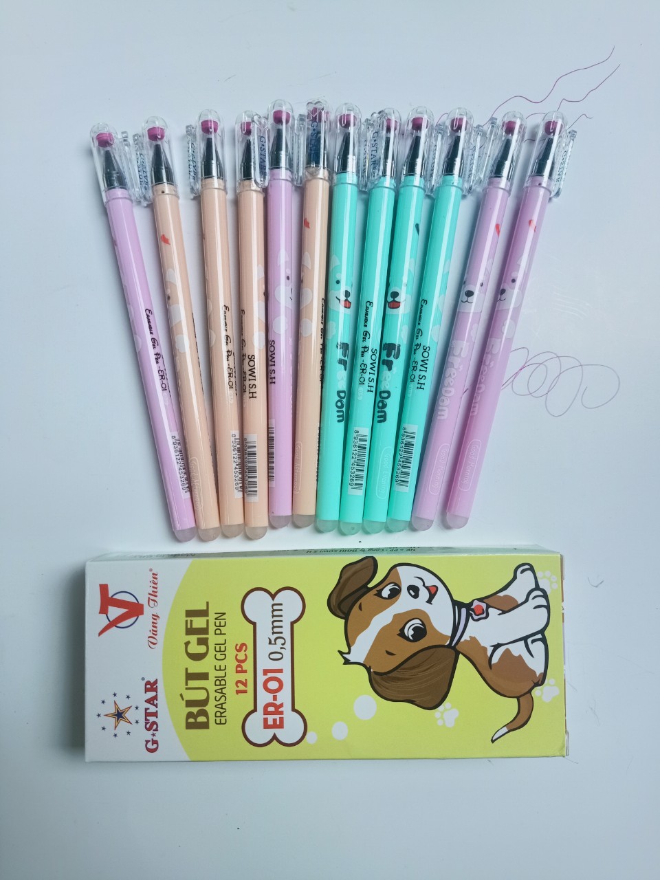 Hộp 12 cây bút gel tím xoá được er-01 gstar