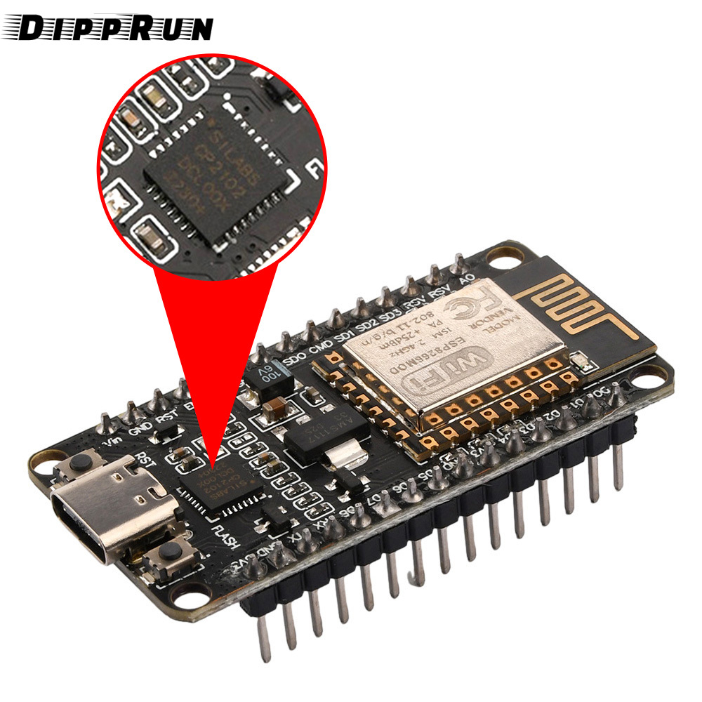 DIPPRUN ESP8266 NodeMCU CP2102 ESP-12E Development Board Open Source Serial Module Works Great for Arduino IDE