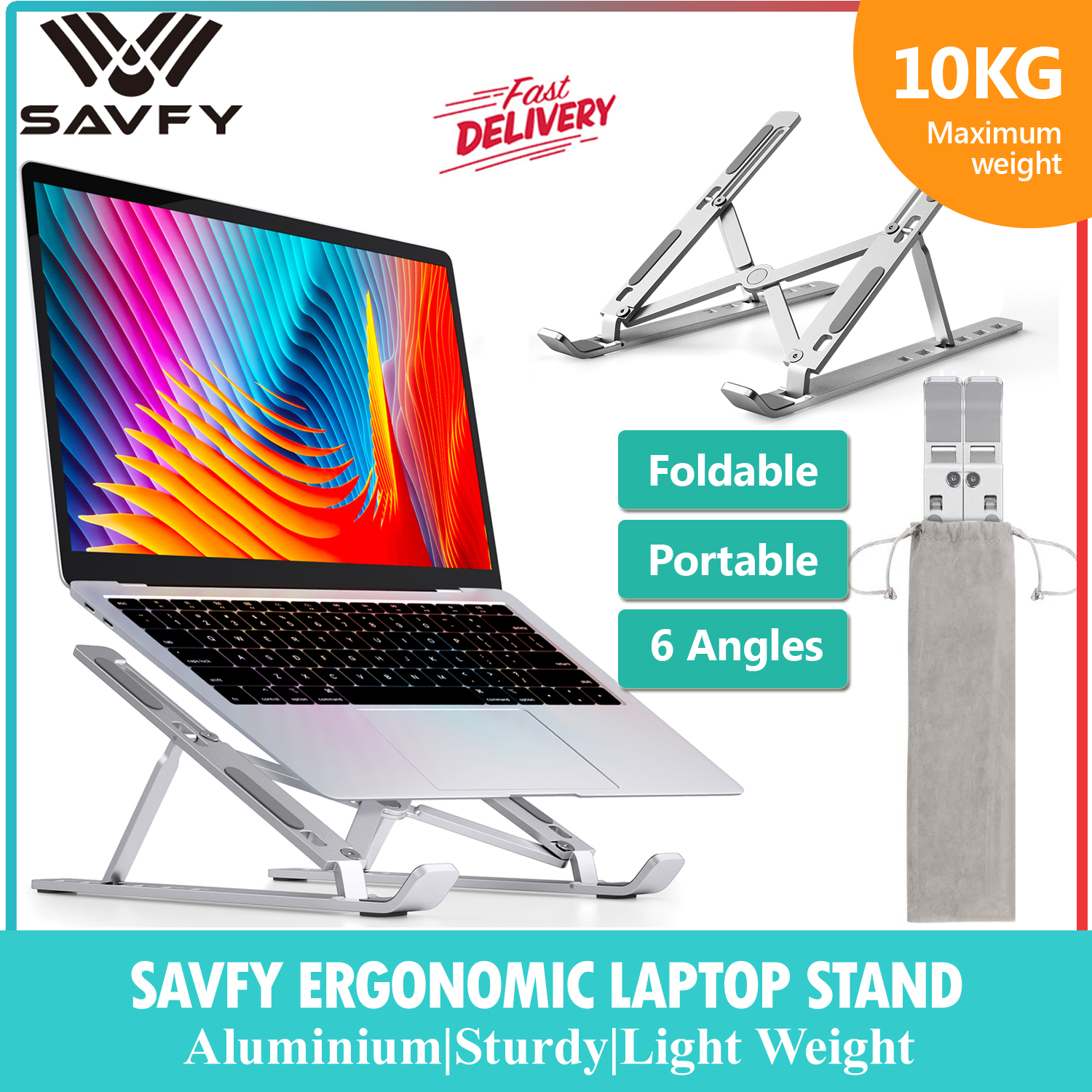 [SG Ready Stock ]SAVFY Foldable Aluminium Laptop Stands, Portable