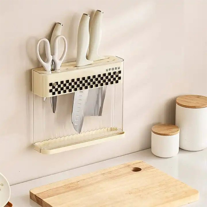 Storage Shelf Tool rack wall-mounted countertop, knife storage rack, kitchen wall-mounted, non-perforated light luxury plastic drainer holder