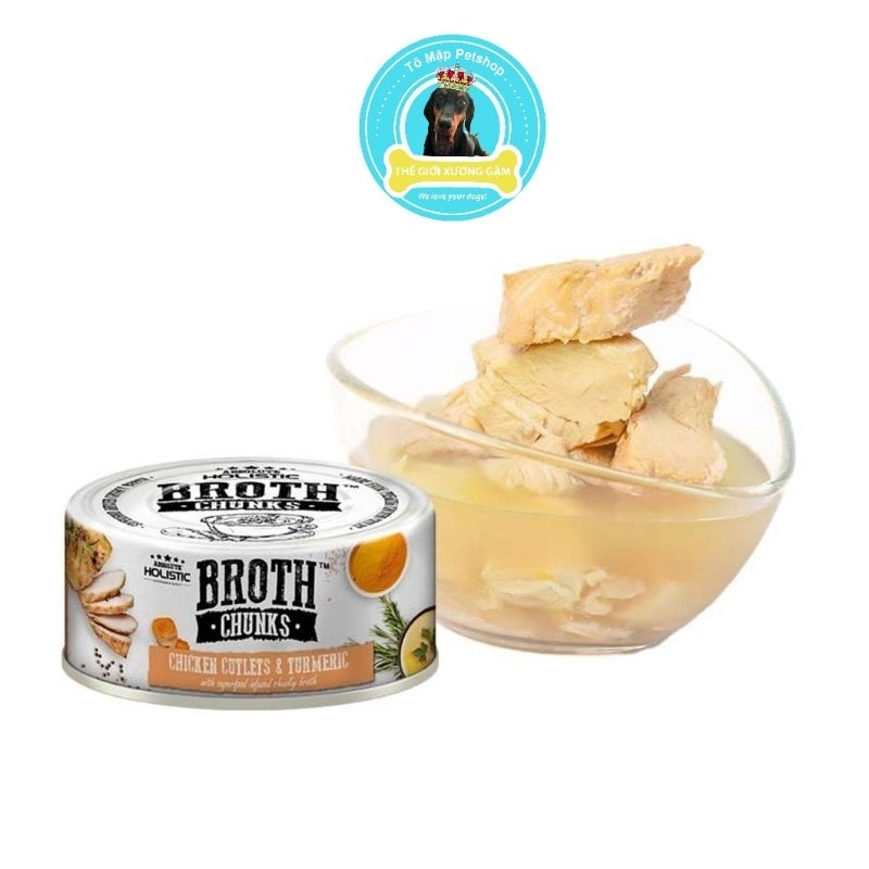 [HSD07,08/2025] ABSOLUTE HOLISTICS BROTH CHUNKS THỊT HỘP HẦM CHO CHÓ MÈO 80G