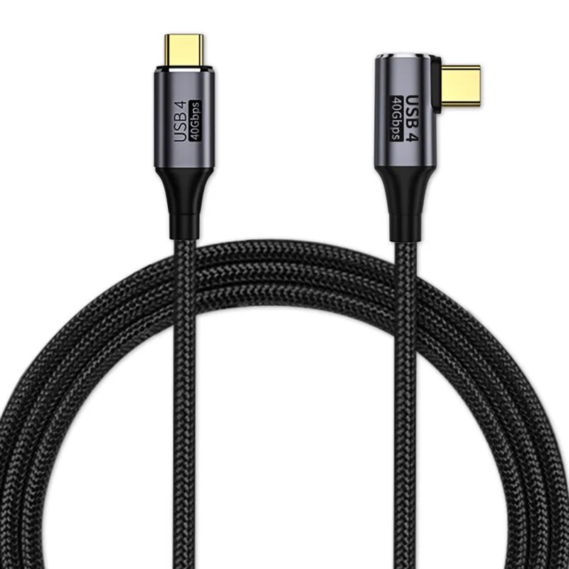 90 degree type-c to usb c cable 100w usb 4.0 type c data wire pd fast charging cable charger right angle 30cm 8k 60hz