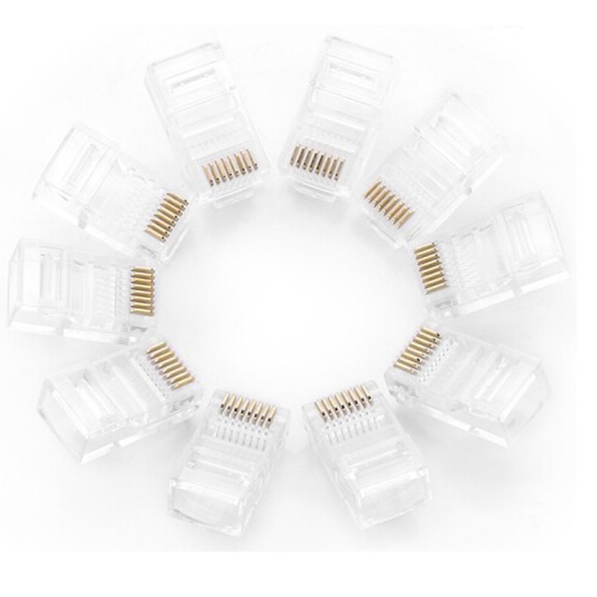 Đầu bấm mạng/ hạt mạng cat6 rj45 - túi dùng bấm đầu cáp cat6e cat6 cat5e cat5 dùng được cho utp lẫn sftp