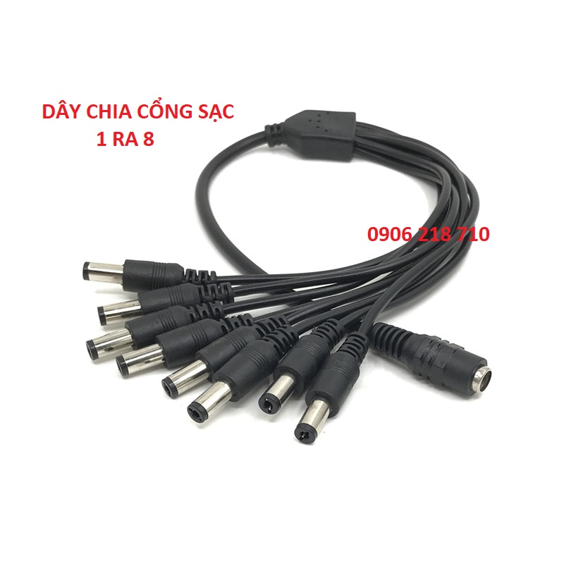 Dây chia nguồn dc 1 ra 2 và 1 ra 8 chân 5.5x2.1mm