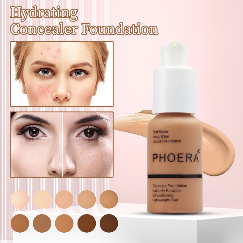 Aabeauty [100% Chính hãng] phoera Foundation Matte không thấm nước Kem che khuyết điểm kem nền dạng lỏng làm sáng Kem dưỡng ẩm