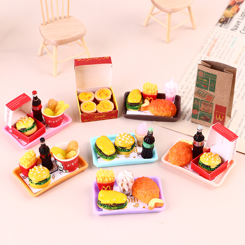 Dollhouse Mini Simulation Burger French Fries Full Home Bucket Scene Model Bo11. 