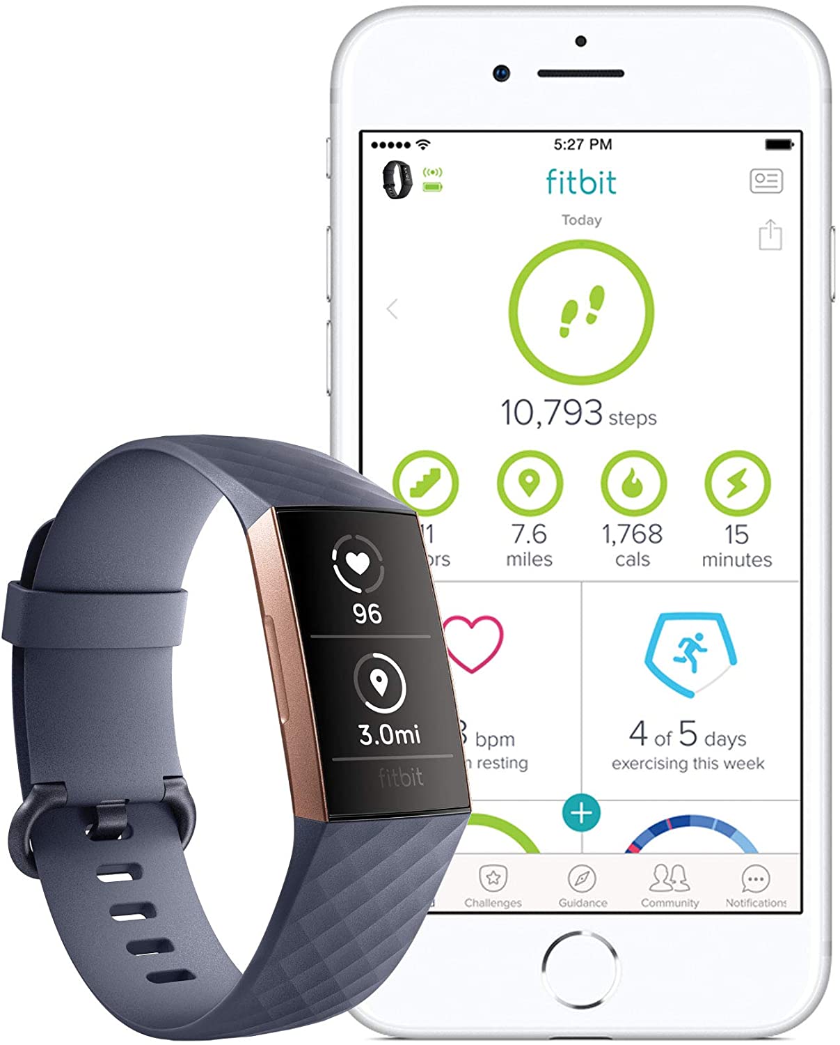 Fitbit Charge 3 Fitness Tracker with Heart Rate, Swim Tracking & 7 Day ...