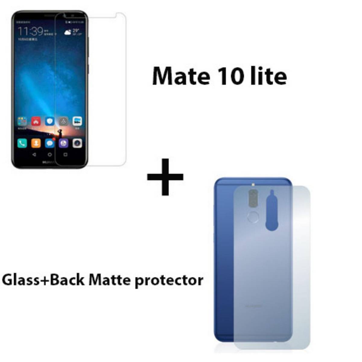 Huawei Mate 10 Lite Polish 2.5D Tempered Glass Screen Protector + Huawei Mate 10 Lite Back Protector Matte For Huawei Mate 10 Lite