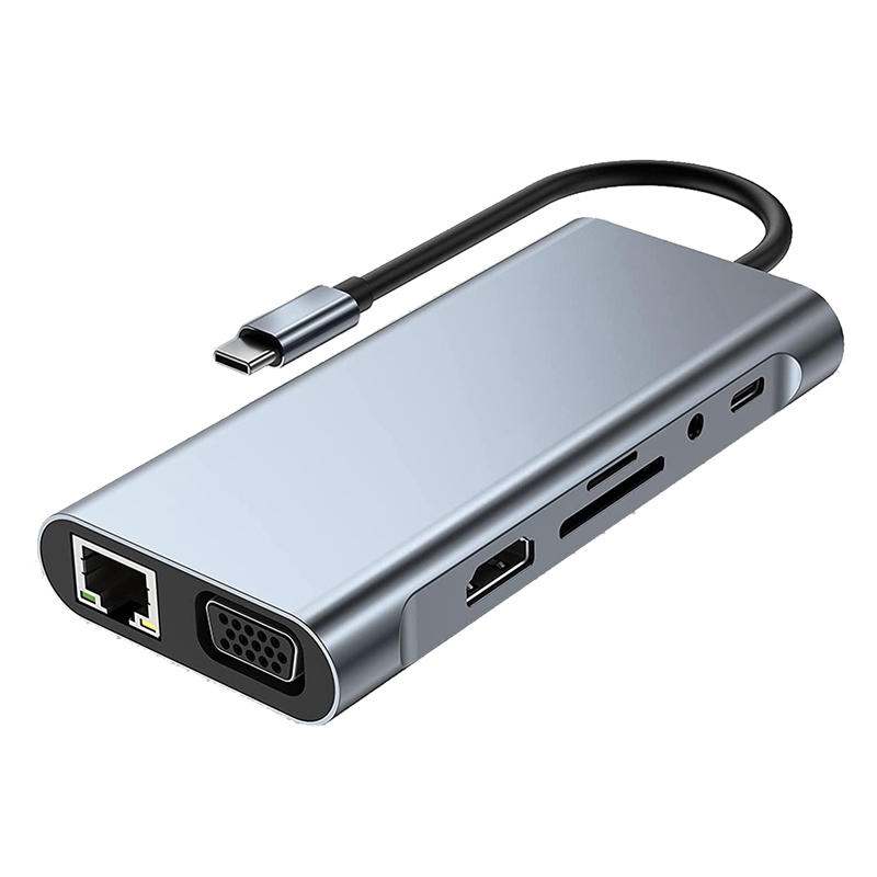 -1 piece usb c hub 11 in 1usb c hub docking station with 4k -compatible, vga, usb 3.0 port,type c pd, rj45 ethernet