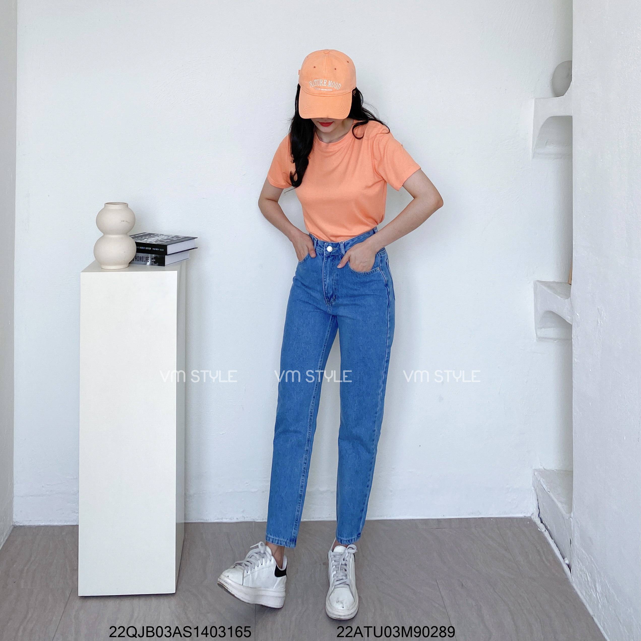 Quần jeans baggy trơn VM STYLE QJB00006 túi nhỏ nữ Đ64 , quần bò lưng cao form đi học ulzzang nữ